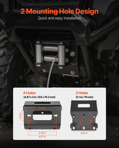 Winch Mount, Winch Capacity of 907-1633 kg, Trailer Hitch Winch Mount for Select Honda Foreman and Rancher Rubicon Models (2014-2021), 2 Mounting Hole Design, Powder Coated Steel, Black