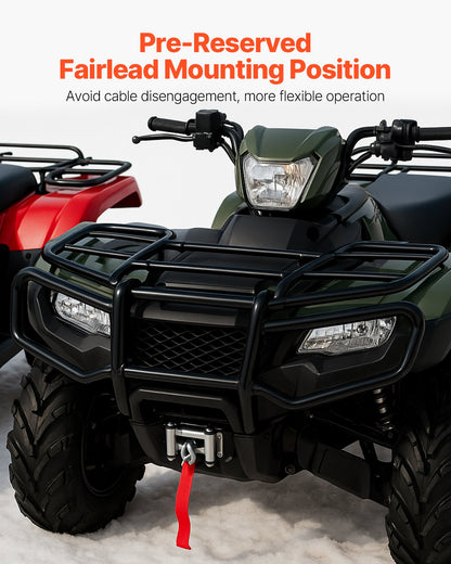 Winch Mount, Winch Capacity of 907-1633 kg, Trailer Hitch Winch Mount for Select Honda Foreman and Rancher Rubicon Models (2014-2021), 2 Mounting Hole Design, Powder Coated Steel, Black