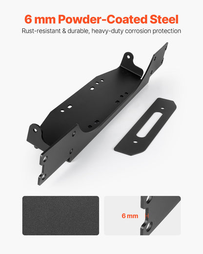 Winch Mount, Winch Capacity of 12000 lbs / 5443 kg, Trailer Hitch Winch Mount for Select Jeep Wrangler JL/JLU & Gladiator JT Model (2018-2023), 2 Mounting Hole Design, Powder Coated Steel, Black