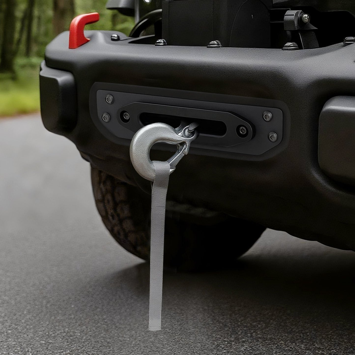 Winch Mount, Winch Capacity of 12000 lbs / 5443 kg, Trailer Hitch Winch Mount for Select Jeep Wrangler JL/JLU & Gladiator JT Model (2018-2023), 2 Mounting Hole Design, Powder Coated Steel, Black