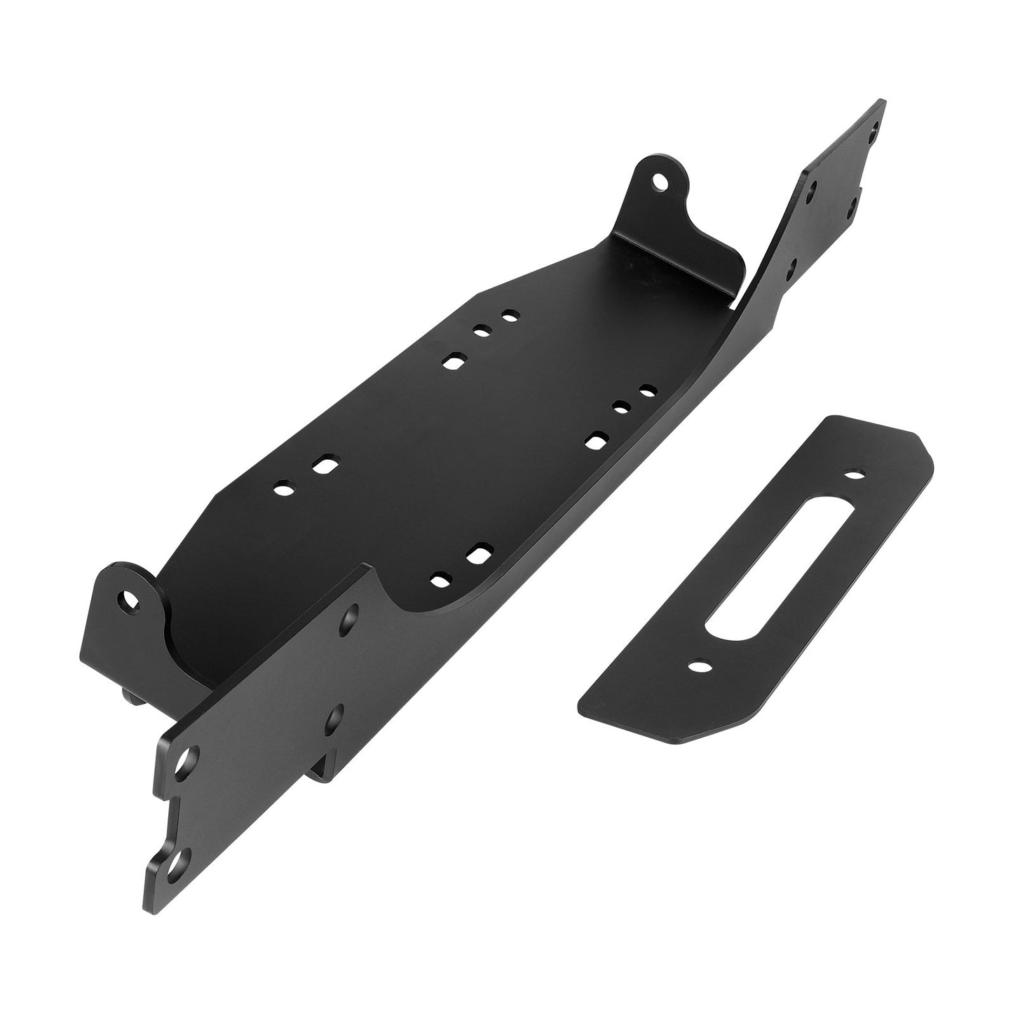 Winch Mount, Winch Capacity of 12000 lbs / 5443 kg, Trailer Hitch Winch Mount for Select Jeep Wrangler JL/JLU & Gladiator JT Model (2018-2023), 2 Mounting Hole Design, Powder Coated Steel, Black