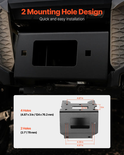 Winch Mount, Winch Capacity of 907-1633 kg, Trailer Hitch Winch Mount for Select Polaris Sportsman Models (2009 and Newer), 2 Mounting Hole Design, Powder Coated Steel, Fit for Desert Rescue