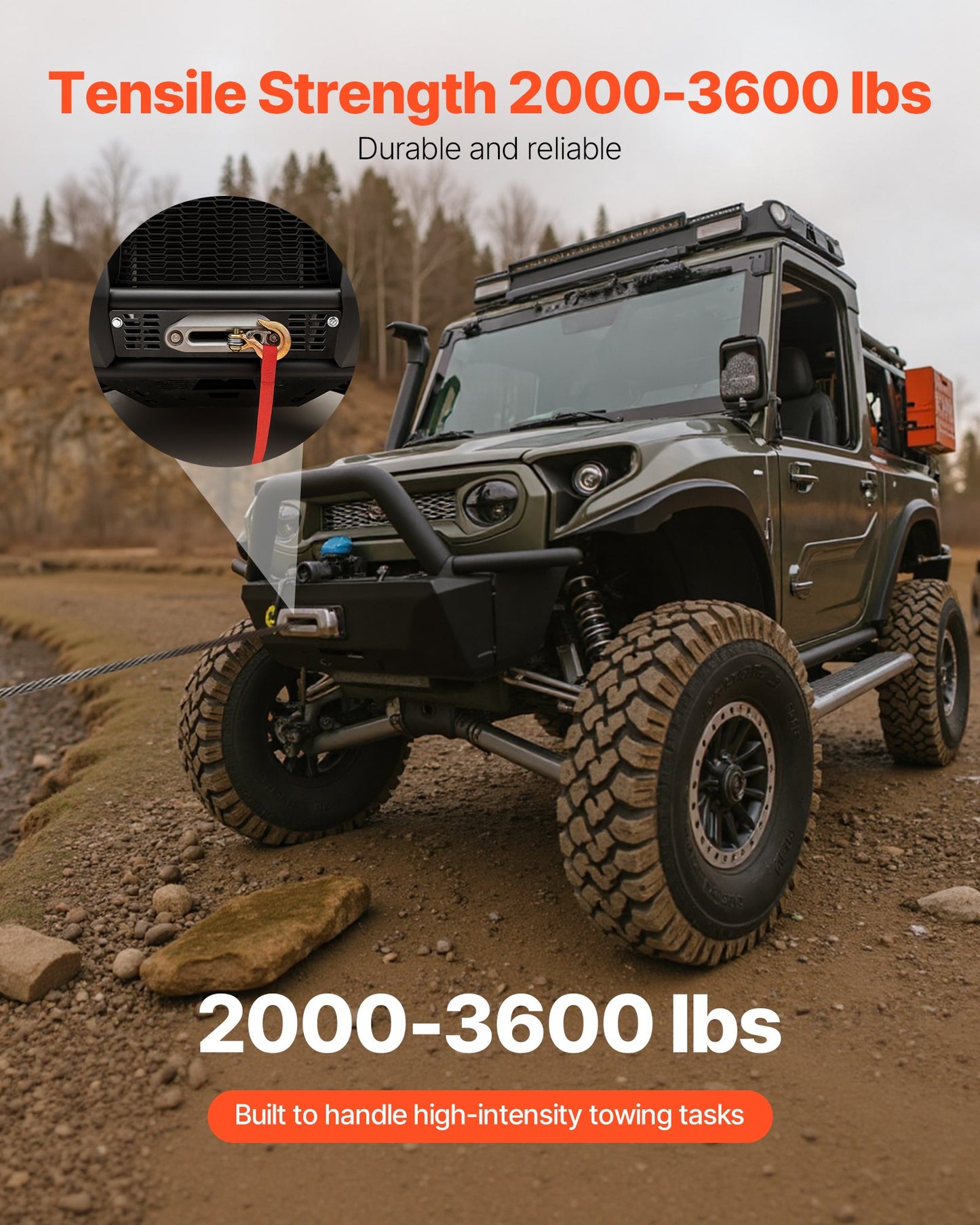 Winch Mount, Winch Capacity of 907-1633 kg, Trailer Hitch Winch Mount for Select Polaris Ranger Models (2010-2021), 3 Mounting Hole Design, Powder Coated Steel, Fit for Muddy Road Rescue