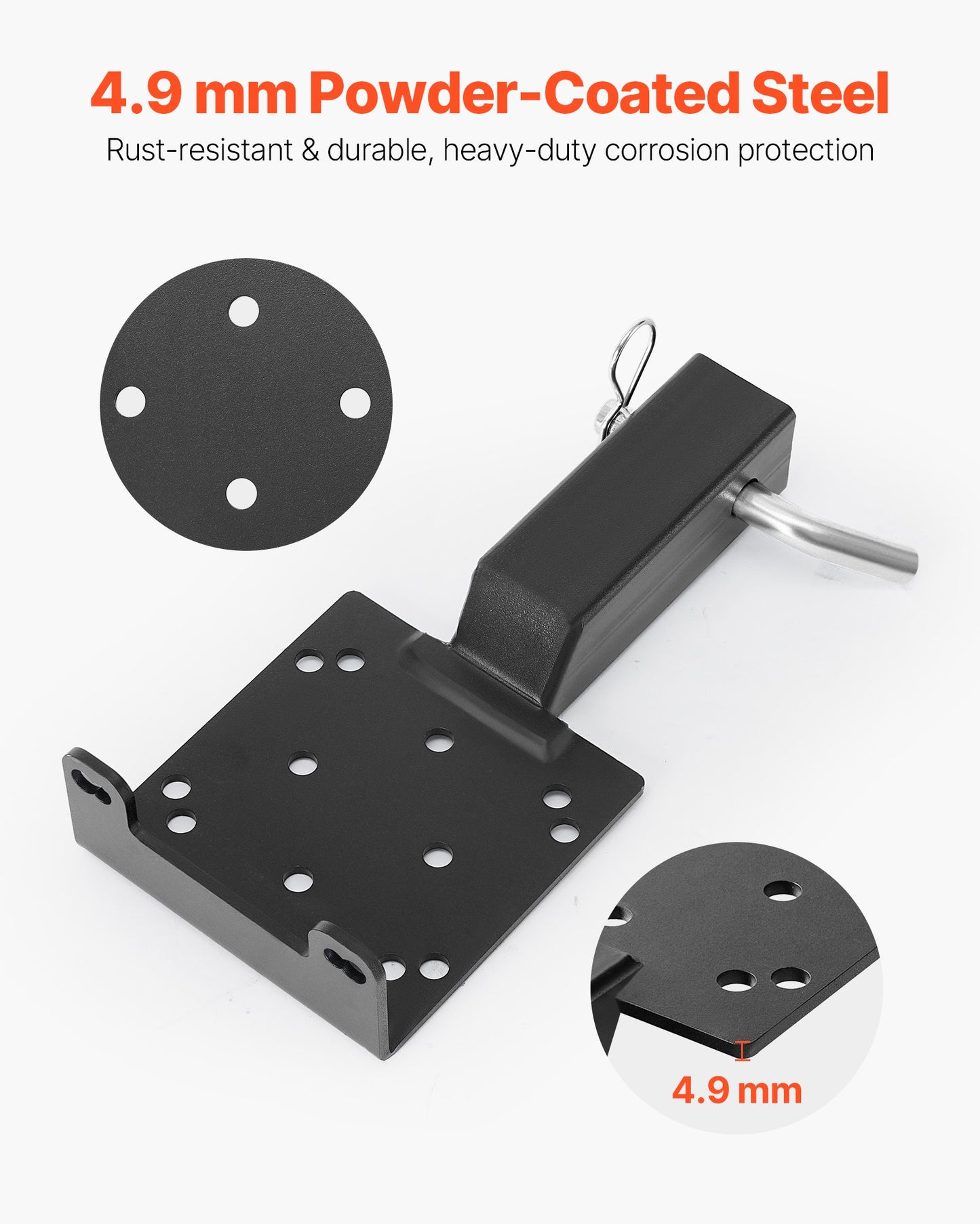 Winch Mount, 3600 lbs / 1633 kg Load Capacity, Trailer Hitch Winch Mount with 50.8 mm Receiver, 2/4 Winch Bolt Holes, Powder Coated Steel, Suitable for ATV UTV Pickup Truck, Black