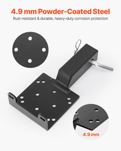 Winch Mount, 3600 lbs / 1633 kg Load Capacity, Trailer Hitch Winch Mount with 50.8 mm Receiver, 2/4 Winch Bolt Holes, Powder Coated Steel, Suitable for ATV UTV Pickup Truck, Black