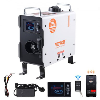 2KW Diesel Heater, 12V/24V All in One Diesel Air Heater, with Bluetooth APP Control, Remote Control and Display Screen, CO Alarm, Fast Heating Portable Diesel Heater for Vehicles and Outdoors