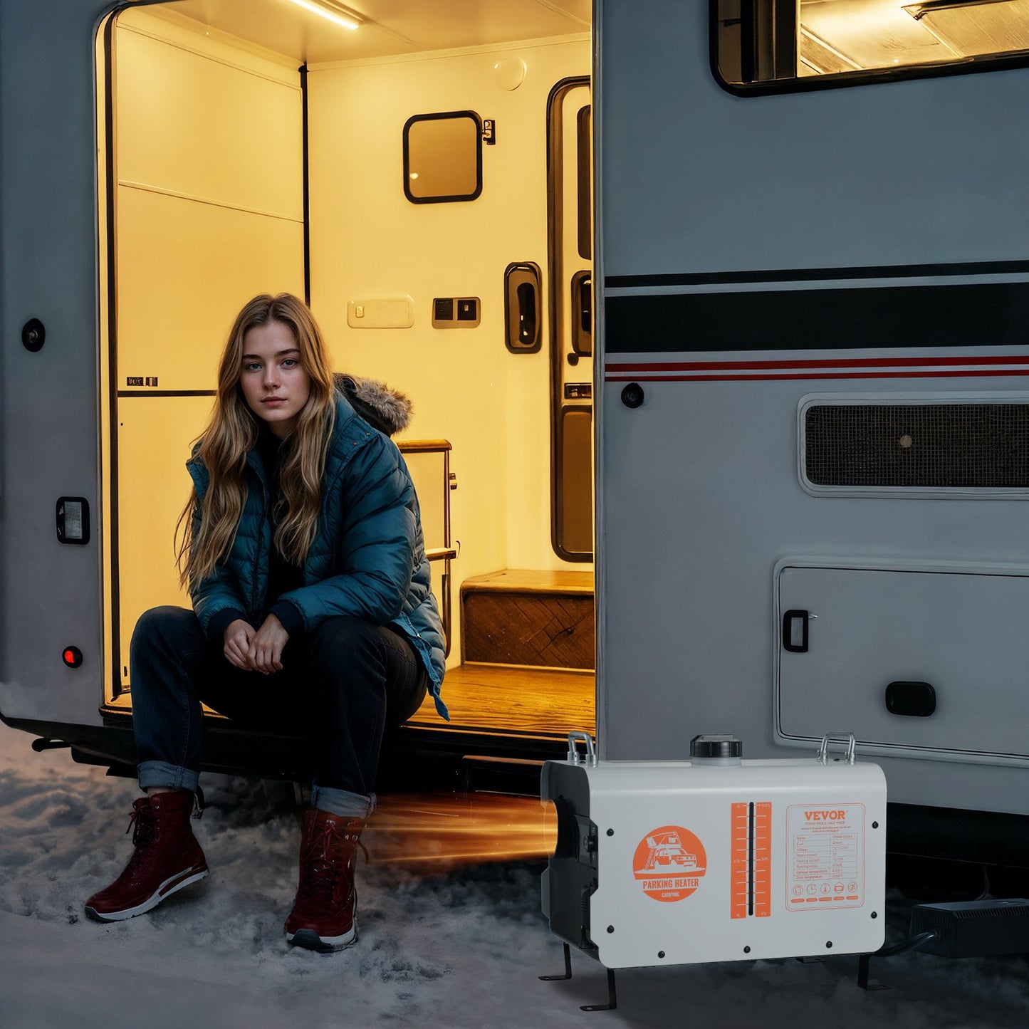 8KW Diesel Heater, 12V/24V All in One Diesel Air Heater, with Bluetooth APP Control, Remote Control and Display Screen, CO Alarm, Fast Heating Portable Diesel Heater for Vehicles and Outdoors