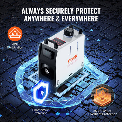 5-8 kW Dieselheizung, All-in-One-Diesel-Luftheizung mit Fernbedienung und LCD-Bildschirm, schnelles Aufheizen, geräuscharm, tragbare Dieselheizung für LKW, Transporter, Wohnmobil, Anhänger und Camper