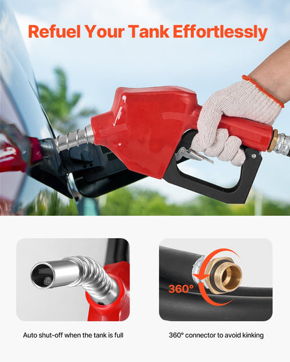 Portable Diesel & Gasoline Tank, 440L, 10 GPM Flow Rate, Diesel Fuel Tank with 12V Electric Transfer Pump, 13.1ft Hose, Auto Fueling Nozzle, Transfer Tank for Easy Fuel Transportation, Red