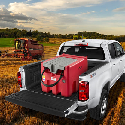 Portable Diesel & Gasoline Tank, 440L, 10 GPM Flow Rate, Diesel Fuel Tank with 12V Electric Transfer Pump, 13.1ft Hose, Auto Fueling Nozzle, Transfer Tank for Easy Fuel Transportation, Red