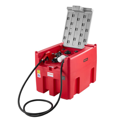 Portable Diesel & Gasoline Tank, 440L, 10 GPM Flow Rate, Diesel Fuel Tank with 12V Electric Transfer Pump, 13.1ft Hose, Auto Fueling Nozzle, Transfer Tank for Easy Fuel Transportation, Red
