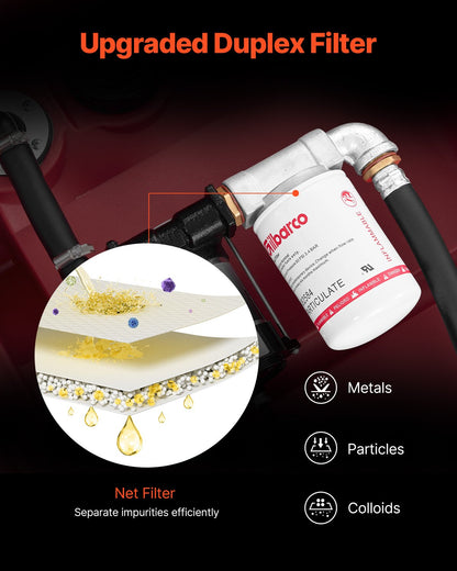 Portable Diesel & Gasoline Tank, 220L, 10 GPM Flow Rate, Diesel Fuel Tank with 12V Electric Transfer Pump, 13.1ft Hose, Auto Fueling Nozzle, Transfer Tank for Easy Fuel Transportation, Red