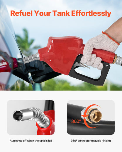 Portable Diesel & Gasoline Tank, 220L, 10 GPM Flow Rate, Diesel Fuel Tank with 12V Electric Transfer Pump, 13.1ft Hose, Auto Fueling Nozzle, Transfer Tank for Easy Fuel Transportation, Red