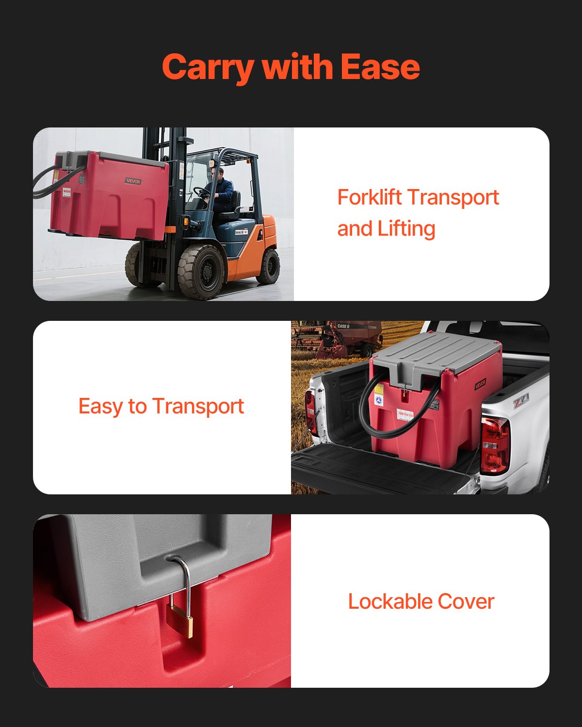 Portable Diesel & Gasoline Tank, 220L, 10 GPM Flow Rate, Diesel Fuel Tank with 12V Electric Transfer Pump, 13.1ft Hose, Auto Fueling Nozzle, Transfer Tank for Easy Fuel Transportation, Red