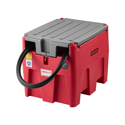 Portable Diesel & Gasoline Tank, 220L, 10 GPM Flow Rate, Diesel Fuel Tank with 12V Electric Transfer Pump, 13.1ft Hose, Auto Fueling Nozzle, Transfer Tank for Easy Fuel Transportation, Red