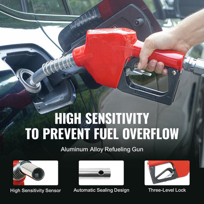 Kraftstoffschlauchtrommel, 25,4 mm x 15,24 m, extra lange, einziehbare Dieselschlauchtrommel, robuste Konstruktion aus Kohlenstoffstahl mit automatischer Kraftstoffdüse, NBR-Gummischlauch für Flugzeuge, Schiffe, Fahrzeuge und Tankwagen, 20,68 bar