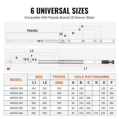 10 Paar Schubladenschienen (609,6 mm) mit seitlicher Montage, robuste Vollauszugsschienen aus Stahl, geräuschlose Soft-Close-Führungen mit Kugellager, Tragkraft: 45 kg