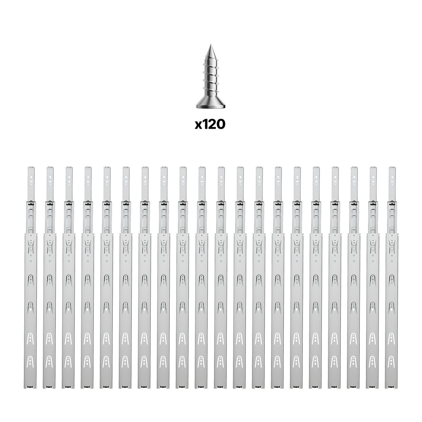 Schubladenschienen, 61 cm (24 Zoll), 10 Paar Vollauszugsschienen mit Kugellager, Tragkraft 45 kg (100 lb), robuste seitliche Montageschienen für Kommodenschubladen, Schubladenschienen für die Küchenreparatur (DIY-Austausch)