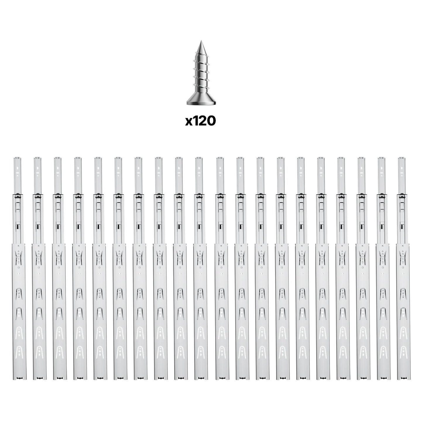 Schubladenschienen, 50,8 cm (20 Zoll), 10 Paar Vollauszugsschienen mit Kugellager, Tragkraft 45 kg (100 lb), robuste seitliche Montageschienen für Kommodenschubladen, Schubladenschienen für die Küchenreparatur (DIY-Austausch)