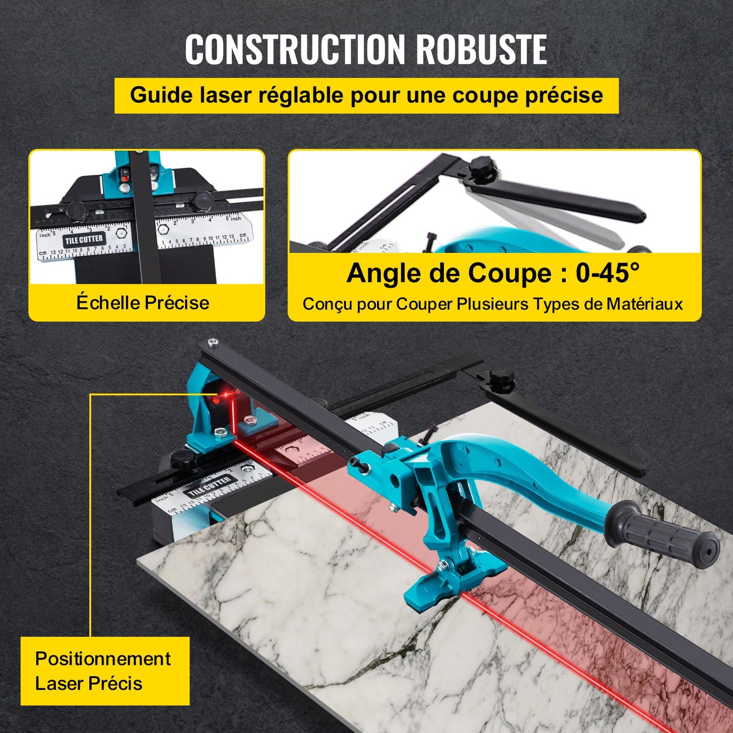 47 Inch Tile Cutter Single Rail Double Brackets Manual Tile Cutter 3/5 in Cap with Precise Laser Manual Tile Cutter Tools for Precision Cutting Suitable for Porcelain and Ceramic Floor Tiles