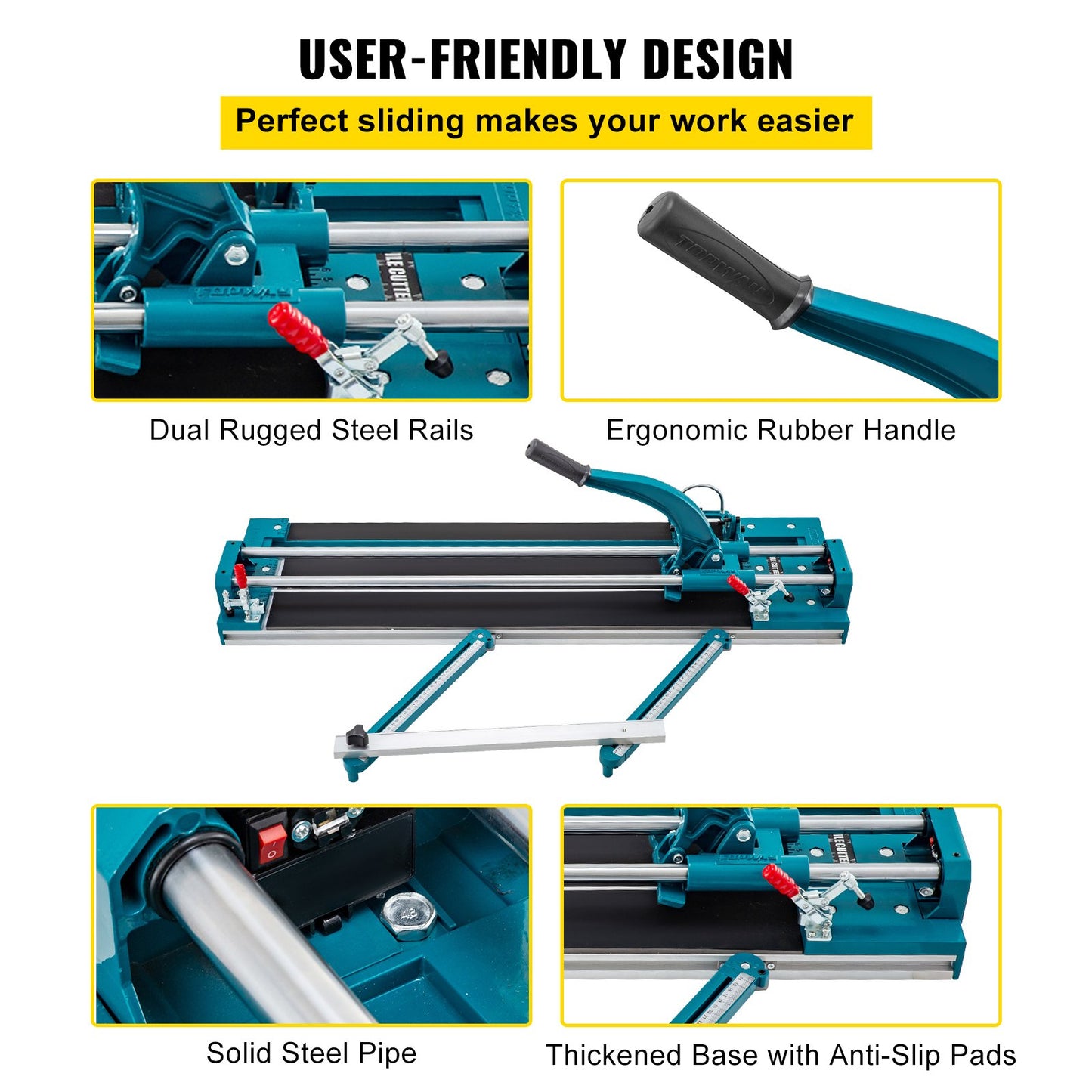 47Inch/1200mm Tile Cutter Double Rail Manual Tile Cutter 3/5 in Cap with Precise Laser Positioning Manual Tile Cutter Tools for Precision Cutting