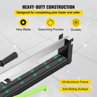 31 Inch Blue Manual Tile Cutter with Precise Laser Positioning & Anti-sliding Rubber Surface Single Rail & Bracket Suitable for Porcelain and Ceramic Floor Tiles