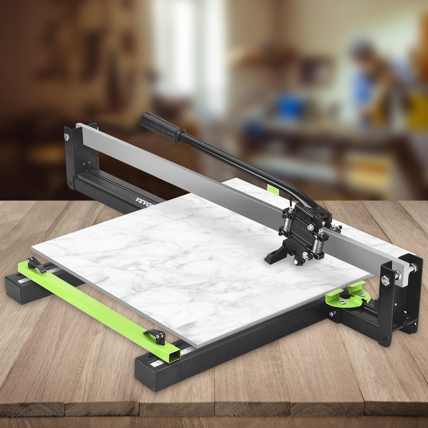 31 Inch Blue Manual Tile Cutter with Precise Laser Positioning & Anti-sliding Rubber Surface Single Rail & Bracket Suitable for Porcelain and Ceramic Floor Tiles