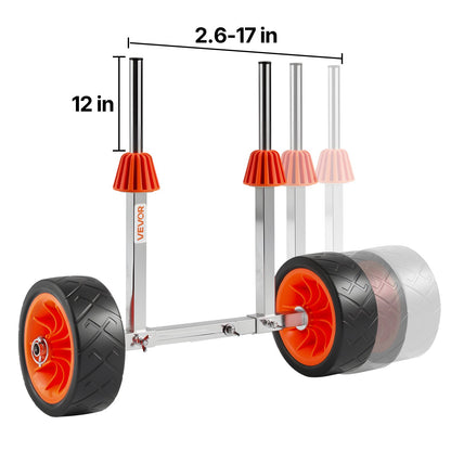 Kayak Cart, 113.4 kg Load Capacity, Canoe Cart Dolly with 19.1 cm Solid Rubber Tires & Kickstand, Assembles & Disassembles Within Seconds, Paddle Board Trolley for Kayaks, Canoes, Paddleboards