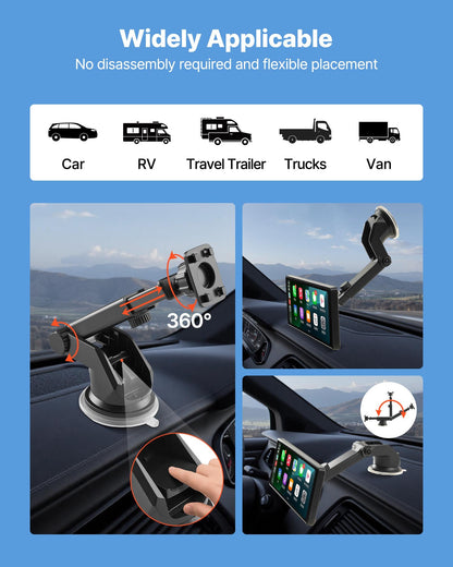 Kabelloses Autoradio, tragbares 254-mm-HD-Touchscreen-Radio, kompatibel mit Apple CarPlay und Android Auto, CarPlay-Bildschirm für das Auto mit Sprachsteuerung, MirrorLink, Bluetooth und GPS-Navigation