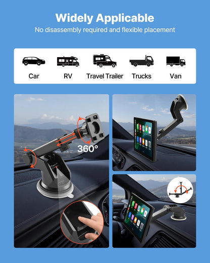 Kabelloses Autoradio, tragbarer 228,6-mm-HD-Touchscreen mit Apple CarPlay und Android Auto, CarPlay-Bildschirm mit Front- und Rückfahrkamera, Sprachsteuerung, MirrorLink, Bluetooth, GPS-Navigation