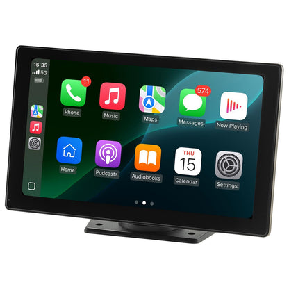 Kabelloses Autoradio, tragbarer 228,6-mm-HD-Touchscreen mit Apple CarPlay und Android Auto, CarPlay-Bildschirm mit Front- und Rückfahrkamera, Sprachsteuerung, MirrorLink, Bluetooth, GPS-Navigation