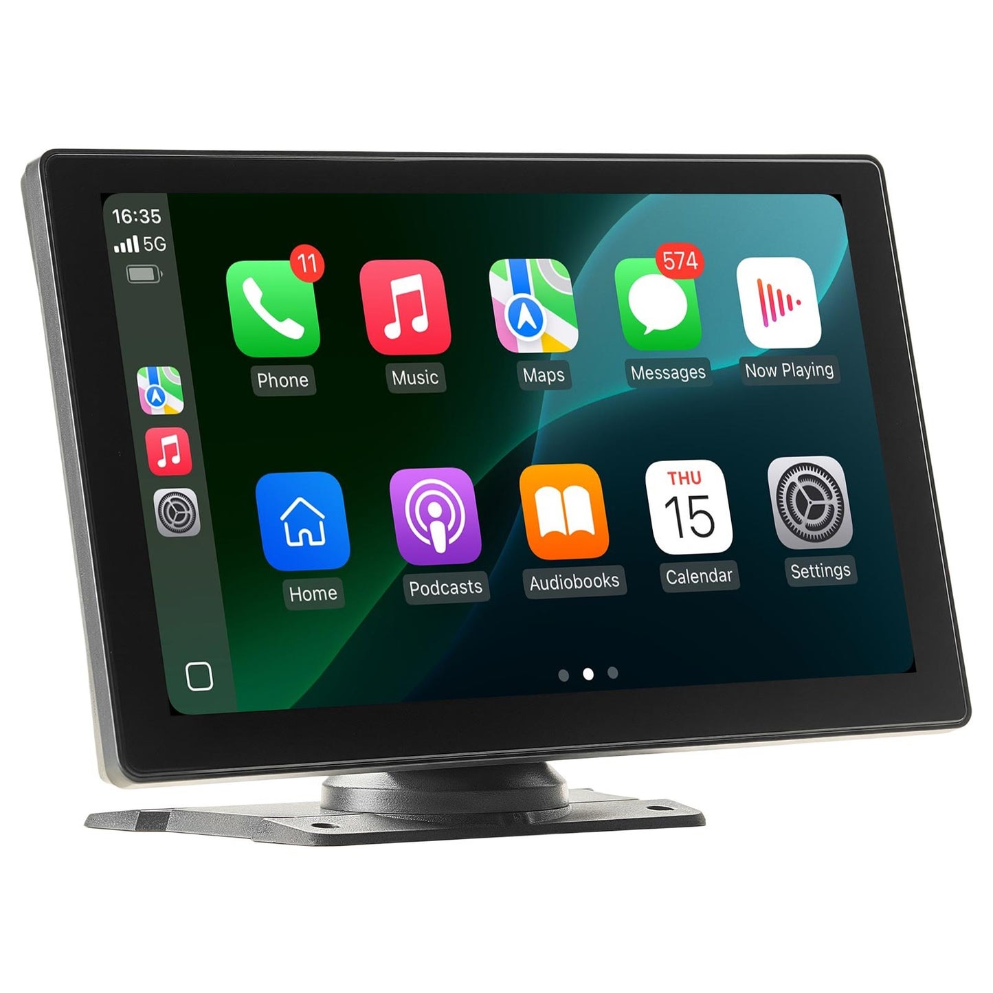 Kabelloses Autoradio, tragbarer 228,6-mm-HD-Touchscreen mit Apple CarPlay und Android Auto, CarPlay-Bildschirm mit Front- und Rückfahrkamera, Sprachsteuerung, MirrorLink, Bluetooth, GPS-Navigation