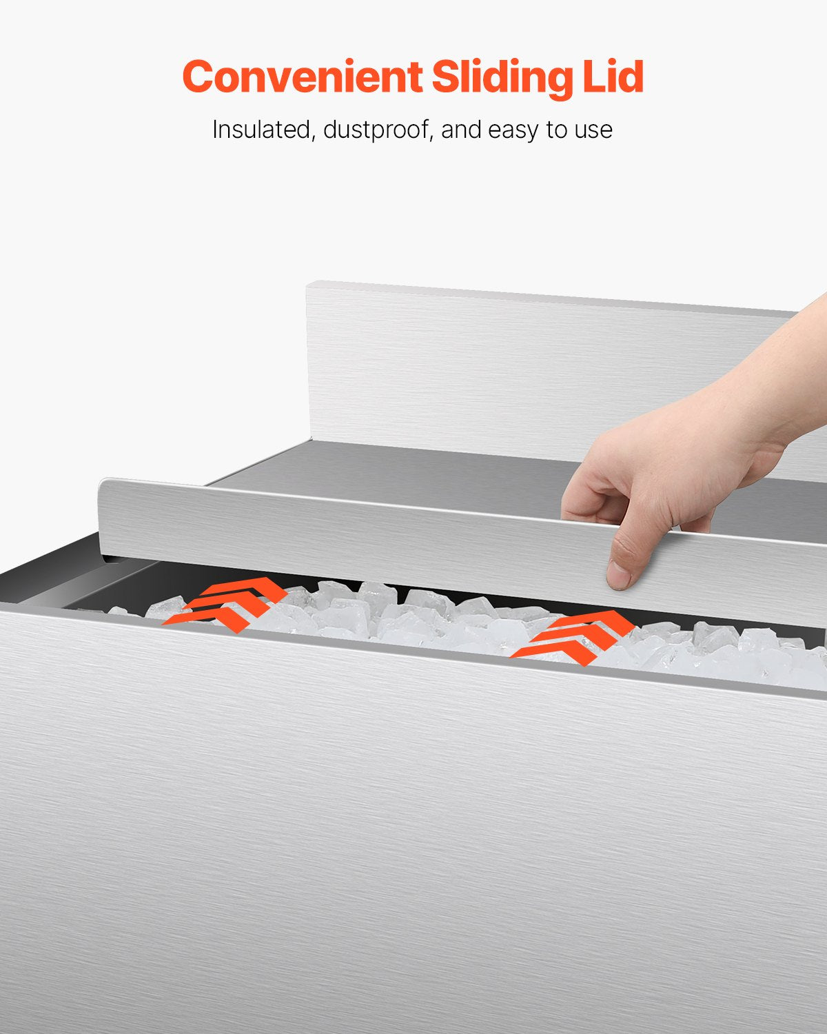 Commercial Ice Bin, 61 L Underbar Ice Bin, 24 x 19 x 37 in Stainless Steel Ice Chest with Sliding Lid, Bottle Holders, Adjustable Bullet Feet, Cooler Cart Cocktail Unit for Bar Restaurant Pub