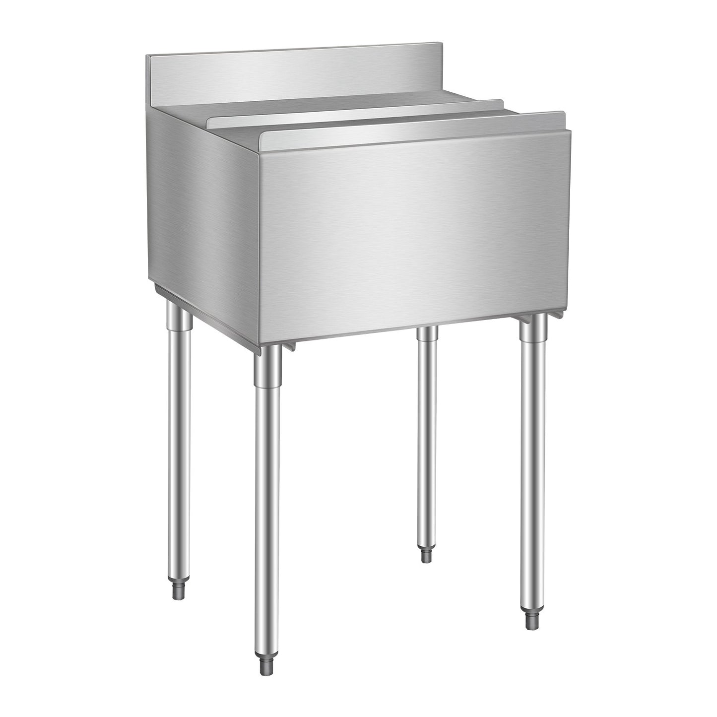 Commercial Ice Bin, 61 L Underbar Ice Bin, 24 x 19 x 37 in Stainless Steel Ice Chest with Sliding Lid, Bottle Holders, Adjustable Bullet Feet, Cooler Cart Cocktail Unit for Bar Restaurant Pub