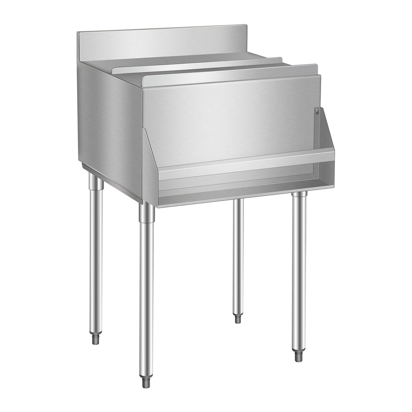 Commercial Ice Bin, 61.6 L Underbar Ice Bin, 24 x 24.2 x 37 in Stainless Steel Ice Chest with Sliding Lid, Bottle Holders, and Adjustable Bullet Feet, Cocktail Unit for Bar, Restaurant & Pub
