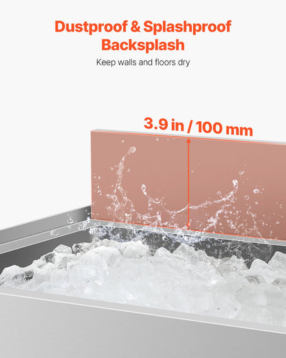 Gewerblicher Eisbehälter, 78,4 l, Unterbau-Eisbehälter, 76 x 48 x 94 cm, Edelstahl-Eisbox mit Schiebedeckel, Flaschenhaltern, verstellbaren Füßen, Kühlwagen/Cocktaileinheit für Bars, Restaurants und Pubs