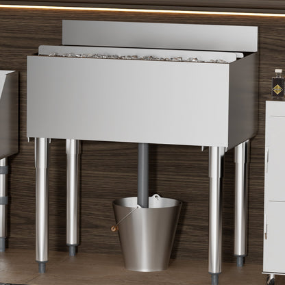 Gewerblicher Eisbehälter, 78,4 l, Unterbau-Eisbehälter, 76 x 48 x 94 cm, Edelstahl-Eisbox mit Schiebedeckel, Flaschenhaltern, verstellbaren Füßen, Kühlwagen/Cocktaileinheit für Bars, Restaurants und Pubs