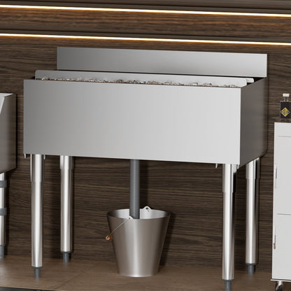 Gewerblicher Eisbehälter, 95,3 l Unterbau-Eisbehälter, 35,9 x 19 x 37 Zoll, Edelstahl-Eisbox mit Schiebedeckel, Flaschenhaltern und verstellbaren Füßen, Cocktail-Einheit für Bars, Restaurants, Pubs