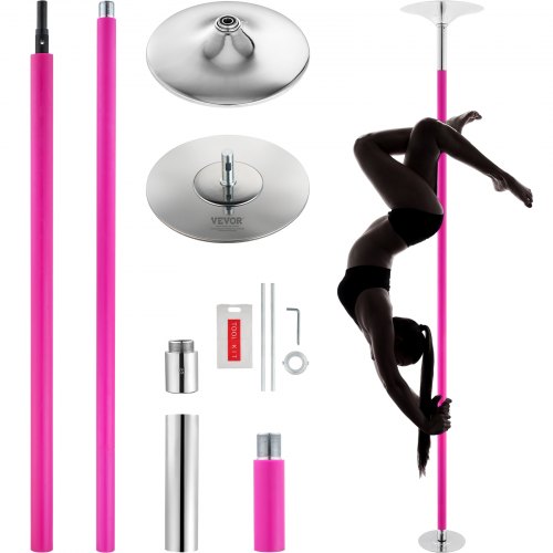Professionelle Tanzstange, drehbare und statische Tanzstangen-Sets, tragbare und abnehmbare Stange, 40 mm starke Edelstahlstange, höhenverstellbare Fitnessstange, für Training zu Hause, im Fitnessstudio, Pink