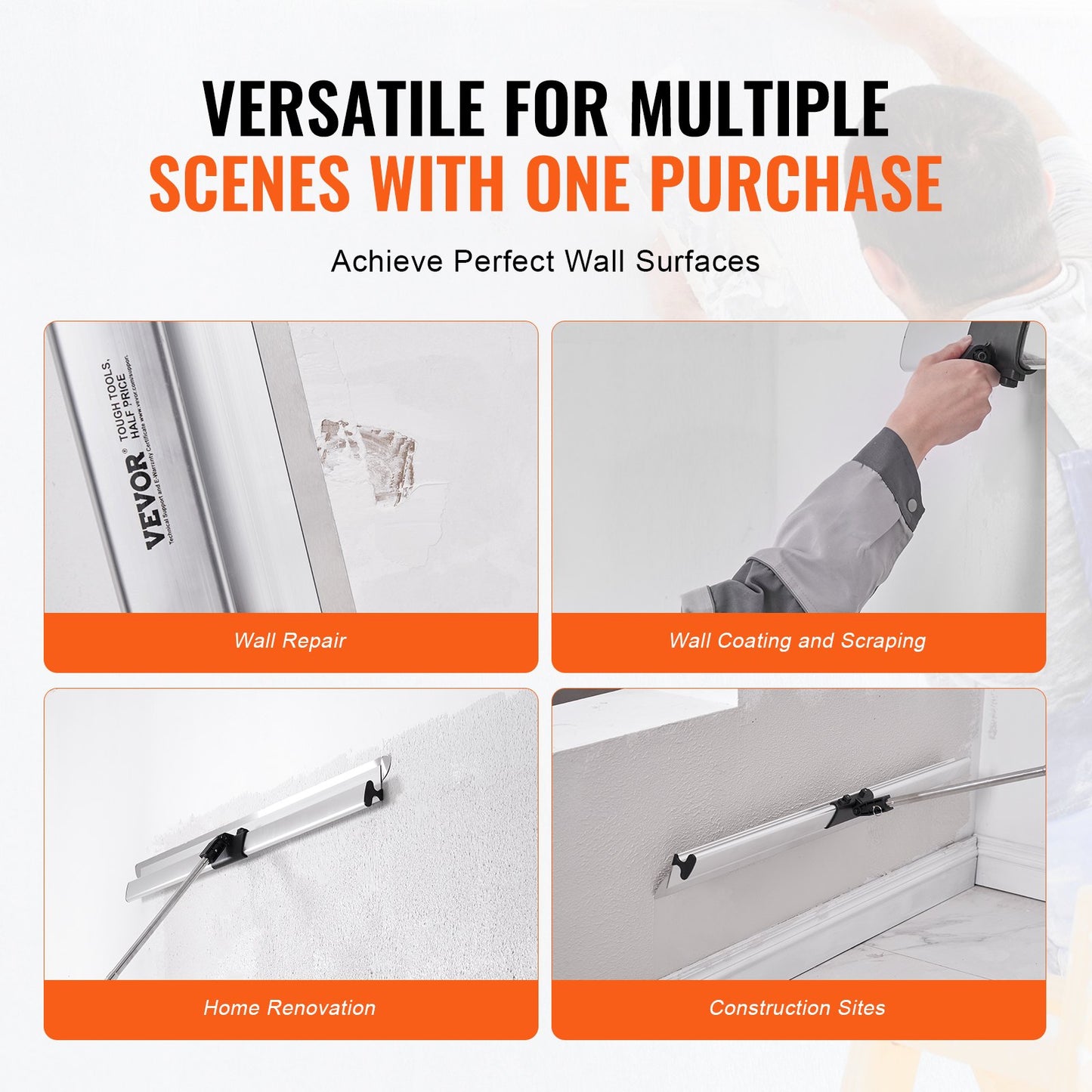 Trockenbau-Spachtelset, Griff + Befestigungs-Glättmesser-Aufsatz, professionelles Spachtelwerkzeug für Trockenbauwände, Wisch-/Trockenbauspachtel, für Gipskartonplatten / Wandplatten / Gipskartonplatten (ohne Klinge)