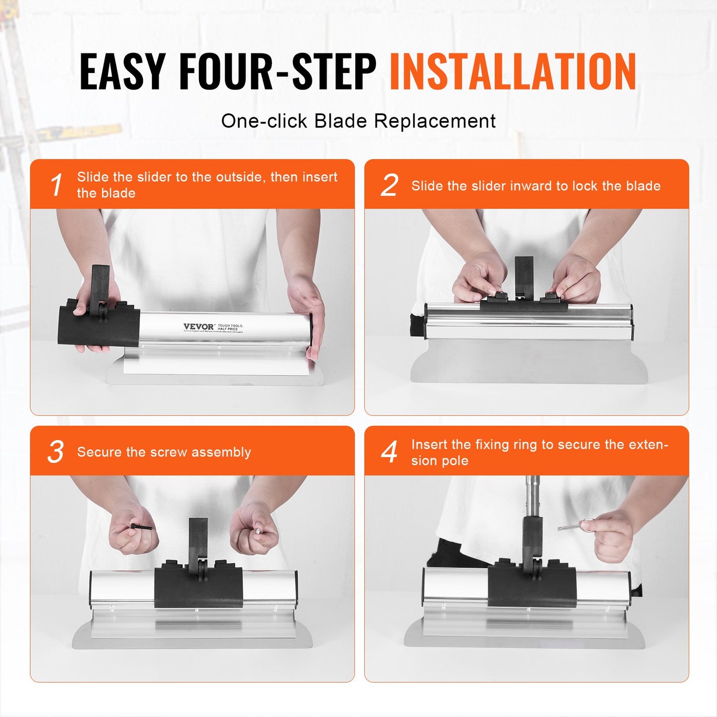 Gipskarton-Spachtelset, 7/10/14/16/24 Zoll (17,8/25,4/35,6/40,6/61 cm) Spachtelklingen + 34 - 81,6 Zoll/86,4 - 207 cm Verlängerungsstange, Edelstahlmesser, professionelles Spachtelwerkzeug für Gipskartonplatten