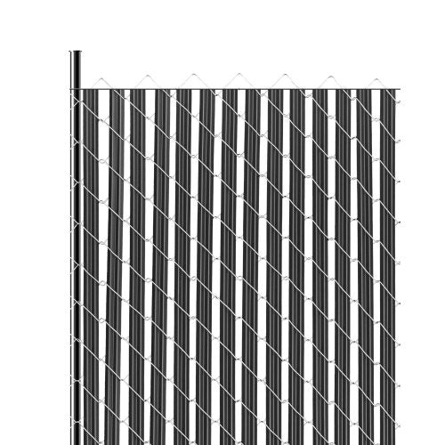 Bottom Locking Privacy Slats, Single-Wall Vertical Bottom-Locking Slats for Chain-Link Fence, High-Density HDPE Chain Link Slats Ideally Fit 6' High Fence for Garden, Farm, Sports Field(Black)
