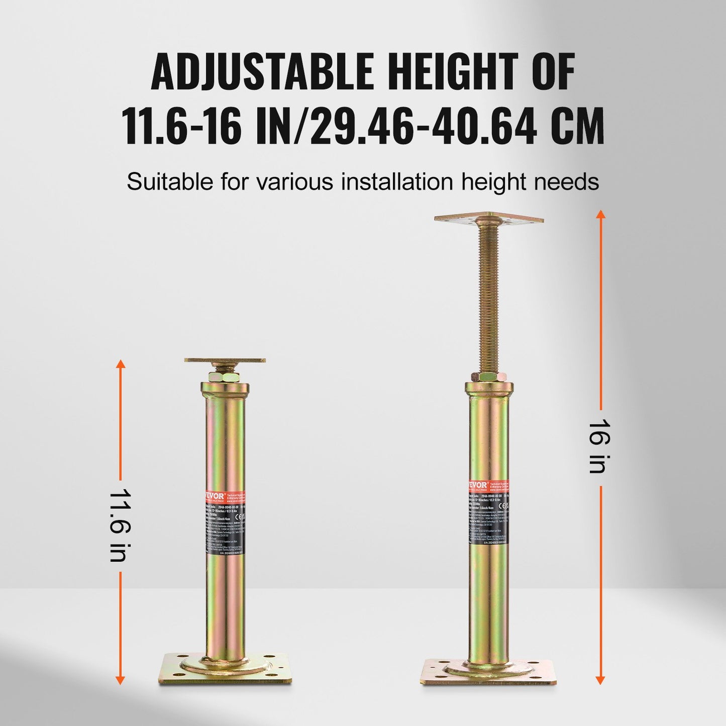 4PCS Adjustable Floor Jack Post House Floor Leveling Lift 29.5 cm-40.6 cm Height