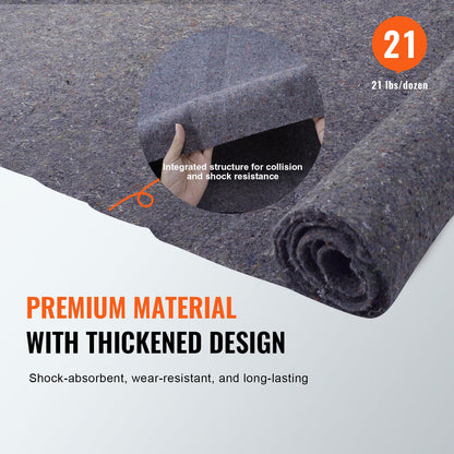 Umzugsdecken, 182,9 x 137,2 cm, 9,5 kg/Dutzend, 12er-Pack, professionelle Verpackungsdecke aus recycelter Baumwolle, große, robuste Umzugsdecken, ideal zum Schutz von Möbeln, Böden und Haushaltsgeräten