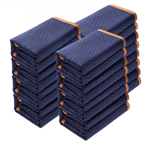 Umzugsdecken, 203,2 x 182,9 cm, 15,9 kg/Dutzend, 12er-Pack, professionelle Vlies- und Recycling-Baumwoll-Verpackungsdecke, robuste Umzugsdecken zum Schutz von Möbeln, Böden und Haushaltsgeräten, blau/orange
