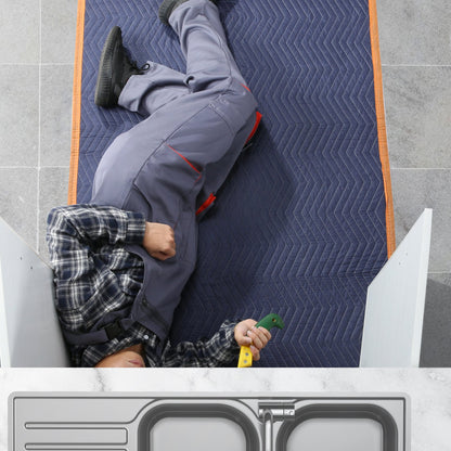 Umzugsdecken, 203,2 x 182,9 cm, 15,9 kg/Dutzend, 12er-Pack, professionelle Vlies- und Recycling-Baumwoll-Verpackungsdecke, robuste Umzugsdecken zum Schutz von Möbeln, Böden und Haushaltsgeräten, blau/orange