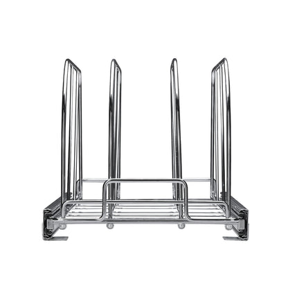 Topf- und Pfannenregal, ausziehbarer Unterschrank-Organizer, Backblech- und Pfannenaufbewahrungssystem, verstellbare Drahttrennwände, Deckelhalter aus Stahl für Küchenschränke und Vorratskammer