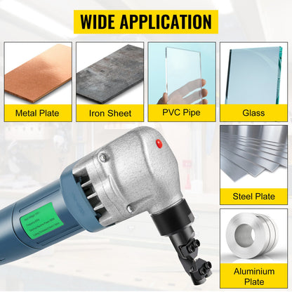 Elektrischer Metallknüppel 380 W, 1800 U/min Hochgeschwindigkeitsrotor, 220 V, inkl. Ersatzklingen und Aufbewahrungskoffer. Geeignet zum Schneiden von Edelstahl, Aluminium und Kunststoff.