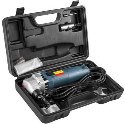 Elektrischer Metallknüppel 380 W, 1800 U/min Hochgeschwindigkeitsrotor, 220 V, inkl. Ersatzklingen und Aufbewahrungskoffer. Geeignet zum Schneiden von Edelstahl, Aluminium und Kunststoff.