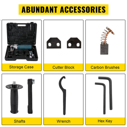 Elektrischer Metallknüppel 625 W, 1000 U/min Hochgeschwindigkeitsrotor, 110 V, inkl. Ersatzklingen und Aufbewahrungskoffer. Geeignet zum Schneiden von Edelstahl, Aluminium und Kunststoff.